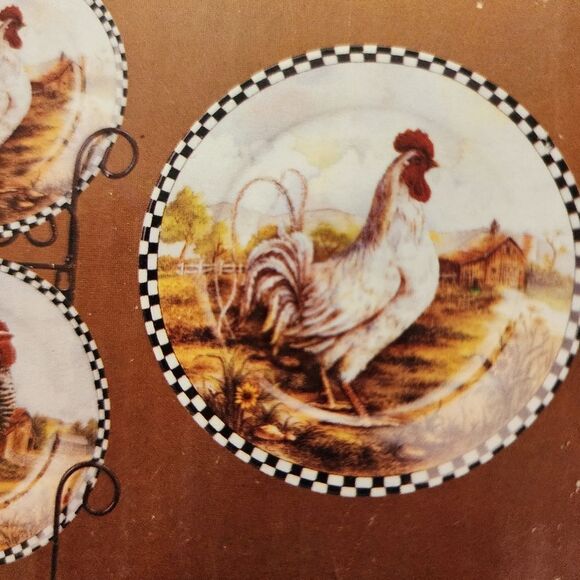 Decorative Rooster Plates With Display Set of 4 - Picture 7 of 8